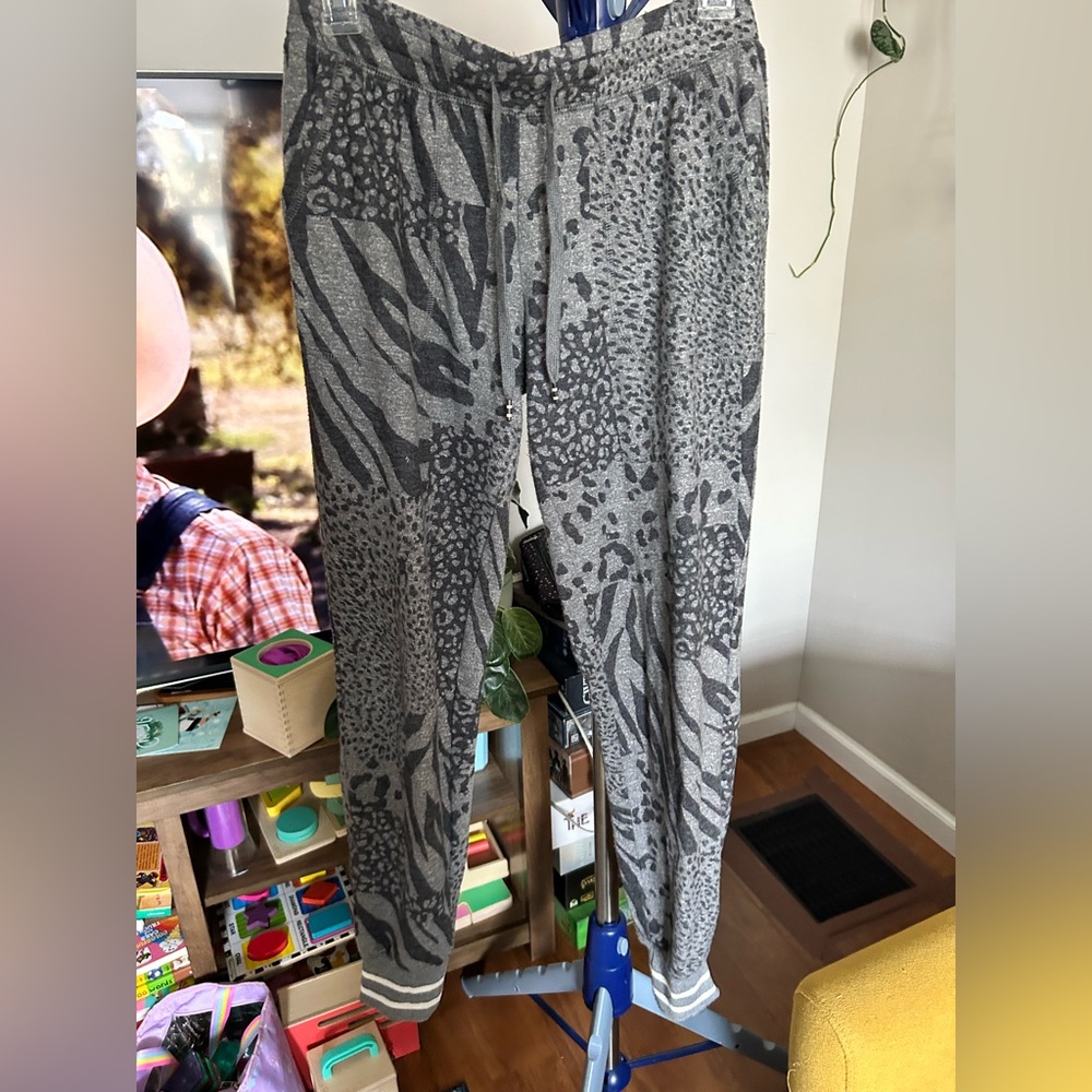 P.J. Salvage Charcoal Leopard Print Pants